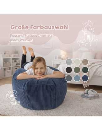 Sitzsack Kinder Bezug | Verwandelt sich in einen bequemen Sitzpouf | Cordstoff | 85x85x50 cm | Frühlings Erbse