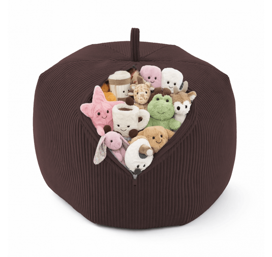 Sitzsack Kinder Bezug | Verwandelt sich in einen bequemen Sitzpouf | Cordstoff | 85x85x50 cm | Schokoladenbraun