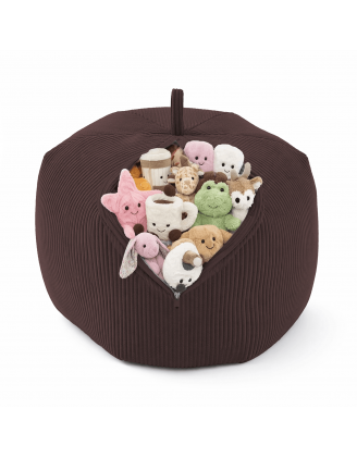 Sitzsack Kinder Bezug | Verwandelt sich in einen bequemen Sitzpouf | Cordstoff | 85x85x50 cm | Schokoladenbraun