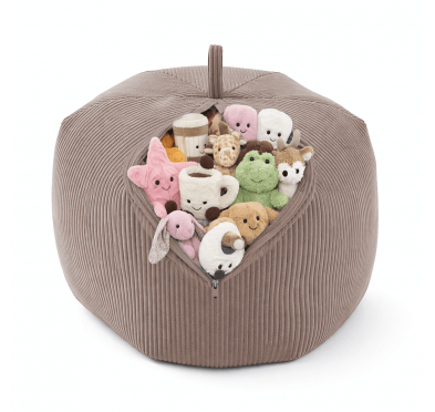 Sitzsack Kinder Bezug | Verwandelt sich in einen bequemen Sitzpouf | Cordstoff | 85x85x50 cm | Warmer Karamell