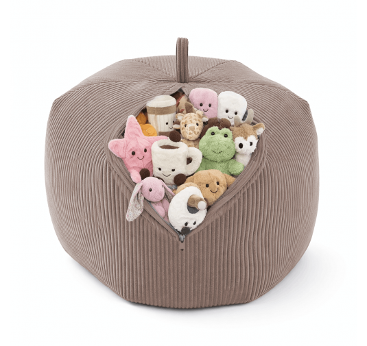 Sitzsack Kinder Bezug | Verwandelt sich in einen bequemen Sitzpouf | Cordstoff | 85x85x50 cm | Warmer Karamell