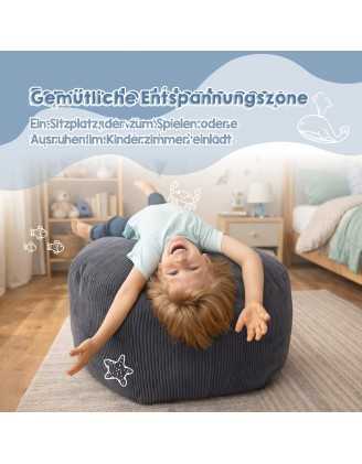 Sitzsack Kinder Bezug | Verwandelt sich in einen bequemen Sitzpouf | Cordstoff | 85x85x50 cm | Warmer Karamell