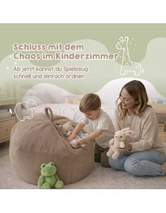 Sitzsack Kinder Bezug | Verwandelt sich in einen bequemen Sitzpouf | Cordstoff | 85x85x50 cm | Sandige Dämmerung
