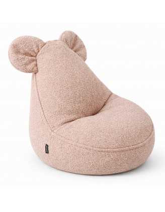 Kinder Sitzsack mit Mauseohren | Bouclé | 68x68x50 cm | Bonbonrosa