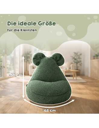 Kinder Sitzsack mit Mauseohren | Bouclé | 68x68x50 cm | Bonbonrosa