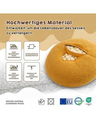 Kinder Sitzsack mit Mauseohren | Bouclé | 68x68x50 cm | Froschgrün