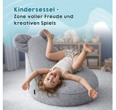 Kinder Sitzsack mit Mauseohren | Bouclé | 68x68x50 cm | Sonniges Bärchen