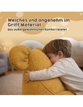 Kinder Sitzsack mit Mauseohren | Bouclé | 68x68x50 cm | Sonniges Bärchen