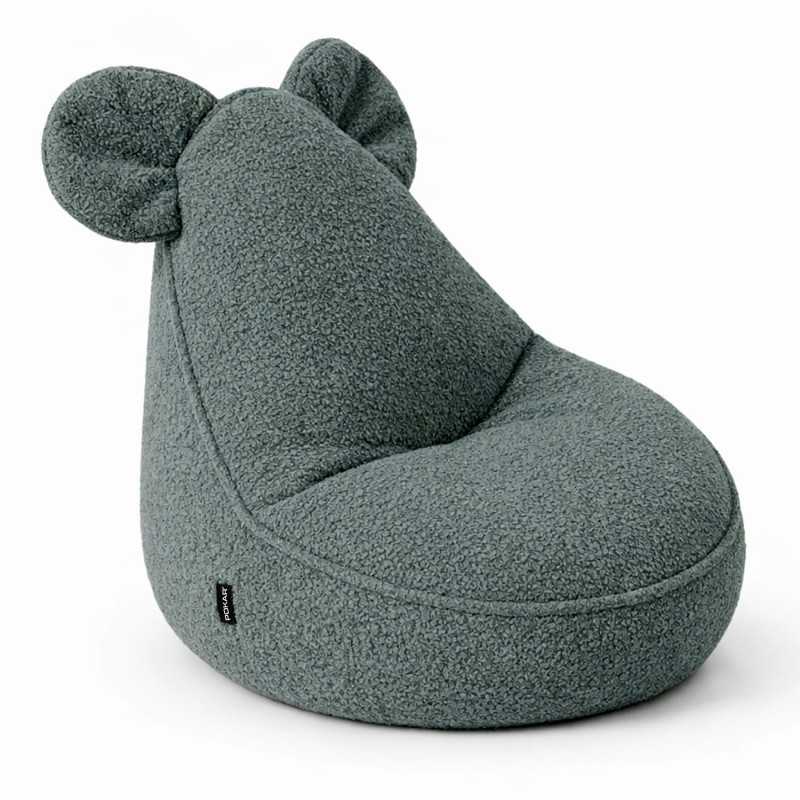 Kinder Sitzsack mit Mauseohren | Bouclé | 68x68x50 cm | Babyblau Kinder Sitzsack mit Mauseohren | Bouclé | 68x68x50 cm | Babyblau