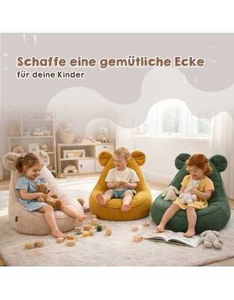 Kinder Sitzsack mit Mauseohren | Bouclé | 68x68x50 cm | Babyblau