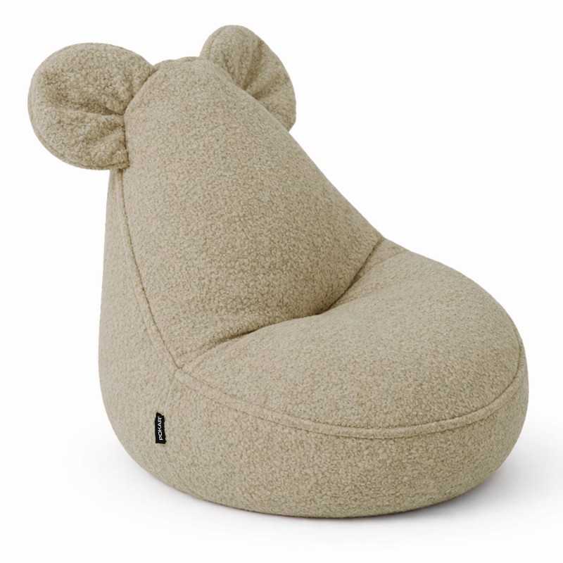 Kinder Sitzsack mit Mauseohren | Bouclé | 68x68x50 cm | Kuscheliges Beige Kinder Sitzsack mit Mauseohren | Bouclé | 68x68x50 cm | Kuscheliges Beige