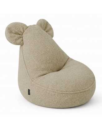 Kinder Sitzsack mit Mauseohren | Bouclé | 68x68x50 cm | Kuscheliges Beige