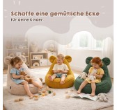 Kinder Sitzsack mit Mauseohren | Bouclé | 68x68x50 cm | Kuscheliges Beige Kinder Sitzsack mit Mauseohren | Bouclé | 68x68x50 cm | Kuscheliges Beige