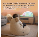 Kinder Sitzsack mit Mauseohren | Bouclé | 68x68x50 cm | Kuscheliges Beige Kinder Sitzsack mit Mauseohren | Bouclé | 68x68x50 cm | Kuscheliges Beige