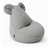 Kinder Sitzsack mit Mauseohren | Bouclé | 68x68x50 cm | Weiches Grau
