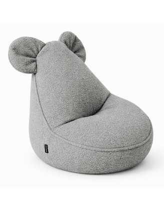 Kinder Sitzsack mit Mauseohren | Bouclé | 68x68x50 cm | Weiches Grau