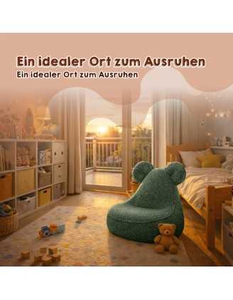 Kinder Sitzsack mit Mauseohren | Bouclé | 68x68x50 cm | Weiches Grau