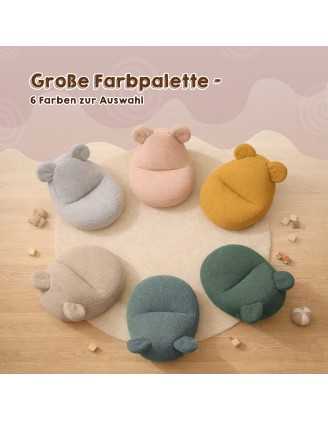 Kinder Sitzsack mit Mauseohren | Bouclé | 68x68x50 cm | Weiches Grau
