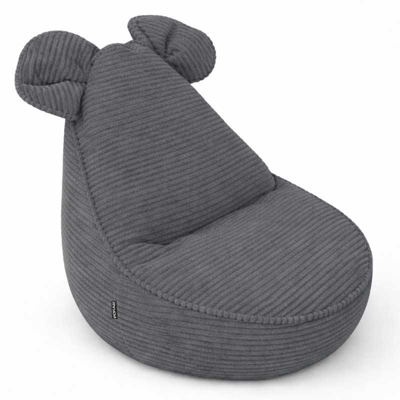 Kinder Sitzsack mit Mauseohren | Cordstoff | 68x68x50 cm | Nächtlicher Kiesel Kinder Sitzsack mit Mauseohren | Cordstoff | 68x68x50 cm | Nächtlicher Kiesel