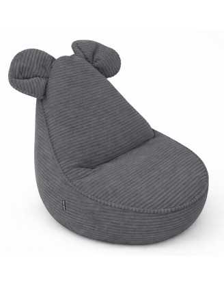 Kinder Sitzsack mit Mauseohren | Cordstoff | 68x68x50 cm | Nächtlicher Kiesel