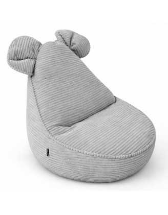 Kinder Sitzsack mit Mauseohren | Cordstoff | 68x68x50 cm | Kaninchen Grau