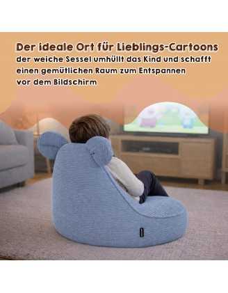 Kinder Sitzsack mit Mauseohren | Cordstoff | 68x68x50 cm | Kaninchen Grau