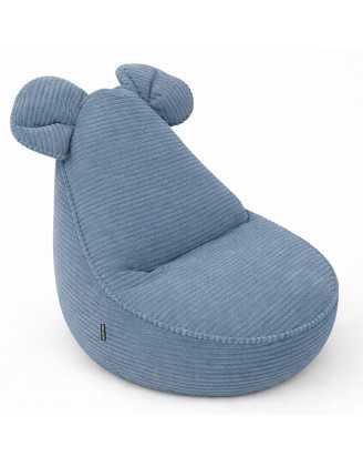 Kinder Sitzsack mit Mauseohren | Cordstoff | 68x68x50 cm | Blaue Lagune