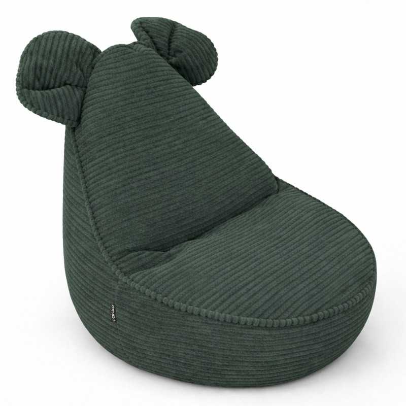 Kinder Sitzsack mit Mauseohren | Cordstoff | 68x68x50 cm | Waldgrün