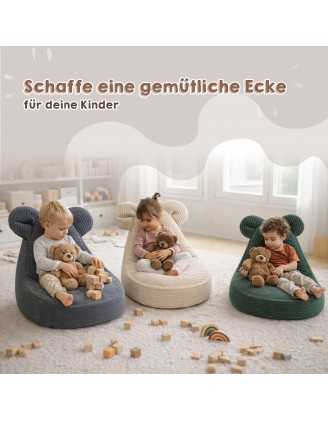 Kinder Sitzsack mit Mauseohren | Cordstoff | 68x68x50 cm | Waldgrün