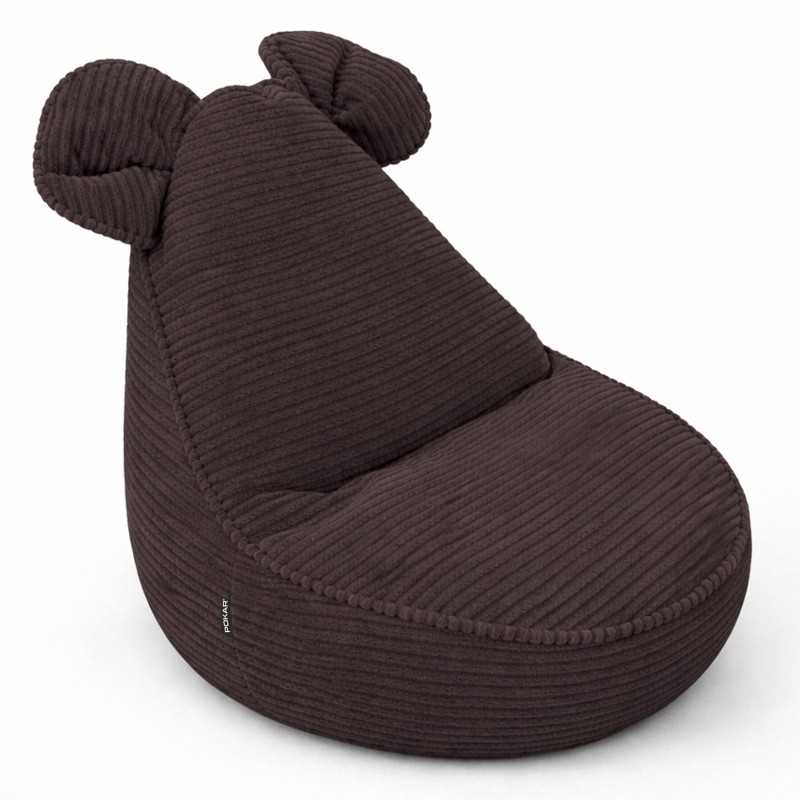 Kinder Sitzsack mit Mauseohren | Cordstoff | 68x68x50 cm | Schokoladenbraun