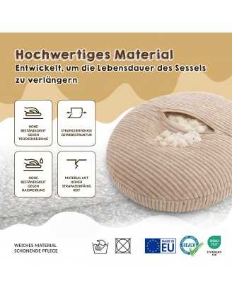 Kinder Sitzsack mit Mauseohren | Cordstoff | 68x68x50 cm | Sandige Dämmerung