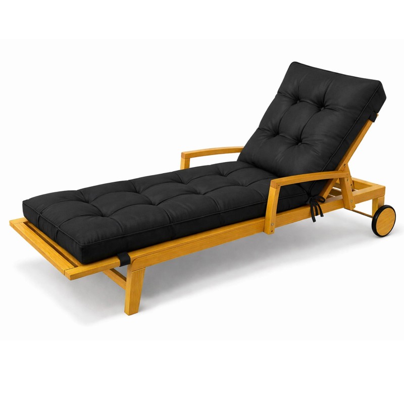 Liegenauflage gesteppt | Wasserabweisend | 200x60x13 cm | Schwarz