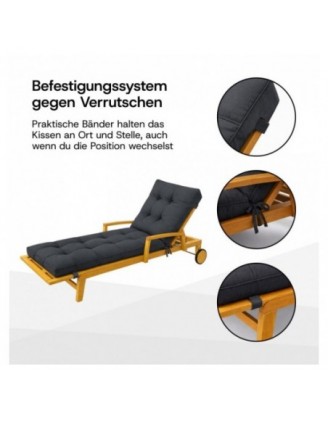 Liegenauflage gesteppt | Wasserabweisend | 200x60x13 cm | Anthrazit