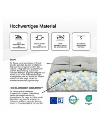 Liegenauflage gesteppt | Wasserabweisend | 200x60x13 cm | Grau