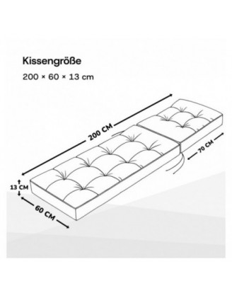 Liegenauflage gesteppt | Wasserabweisend | 200x60x13 cm | Grau