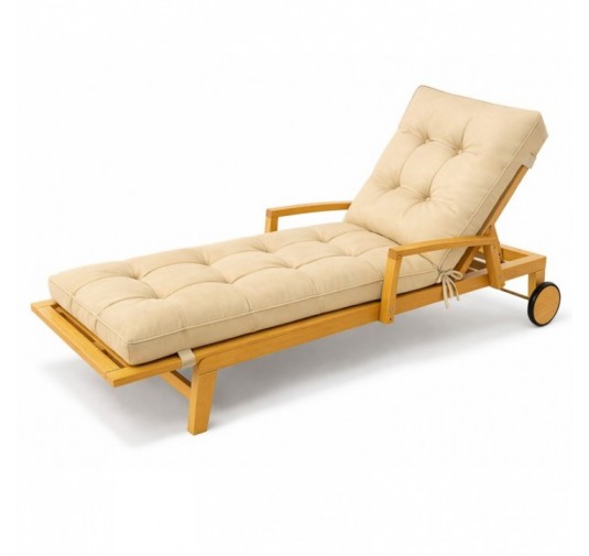 Liegenauflage gesteppt | Wasserabweisend | 200x60x13 cm | Beige