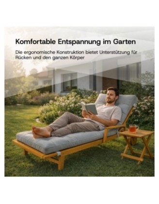 Liegenauflage gesteppt | Wasserabweisend | 200x60x13 cm | Beige