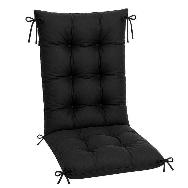 Gartenstuhl Hochlehner Auflage | Wasserabweisend | 120x50x10 cm | Schwarz Gartenstuhl Hochlehner Auflage | Wasserabweisend | 120x50x10 cm | Schwarz