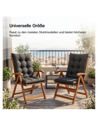 Gartenstuhl Hochlehner Auflage | Wasserabweisend | 120x50x10 cm | Schwarz