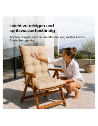 Gartenstuhl Hochlehner Auflage | Wasserabweisend | 120x50x10 cm | Schwarz