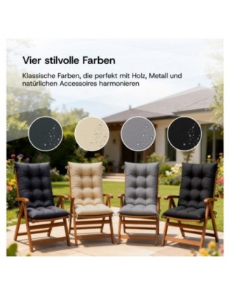 Gartenstuhl Hochlehner Auflage | Wasserabweisend | 120x50x10 cm | Schwarz