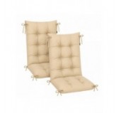 2er Set Gartenstuhl Hochlehner Auflagen | Wasserabweisend | 120x50x10 cm | Beige