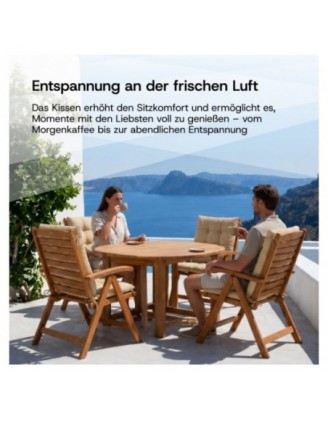 2er Set Gartenstuhl Hochlehner Auflagen | Wasserabweisend | 120x50x10 cm | Beige
