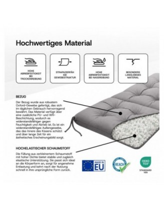 2er Set Gartenstuhl Hochlehner Auflagen | Wasserabweisend | 120x50x10 cm | Beige