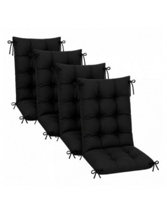 4er Set Gartenstuhl Hochlehner Auflagen | Wasserabweisend | 120x50x10 cm | Schwarz
