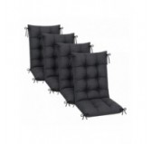 4er Set Gartenstuhl Hochlehner Auflagen | Wasserabweisend | 120x50x10 cm | Anthrazit