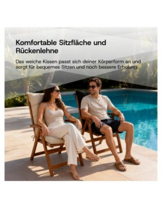 4er Set Gartenstuhl Hochlehner Auflagen | Wasserabweisend | 120x50x10 cm | Anthrazit