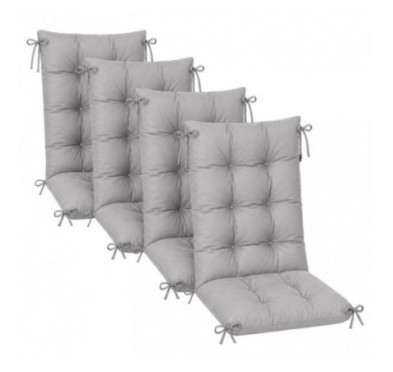 4er Set Gartenstuhl Hochlehner Auflagen | Wasserabweisend | 120x50x10 cm | Grau