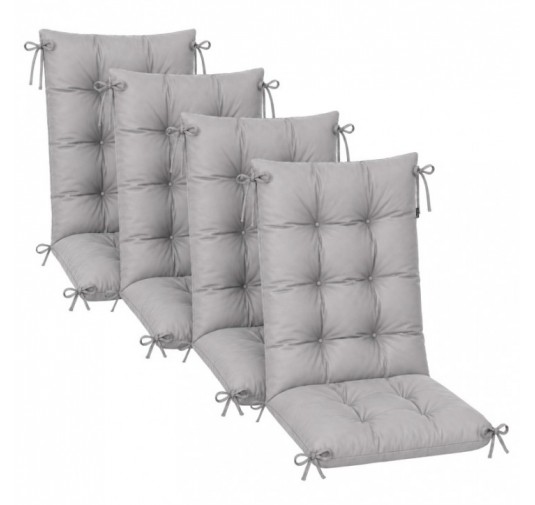 4er Set Gartenstuhl Hochlehner Auflagen | Wasserabweisend | 120x50x10 cm | Grau