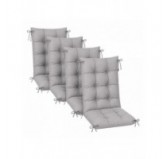 4er Set Gartenstuhl Hochlehner Auflagen | Wasserabweisend | 120x50x10 cm | Grau